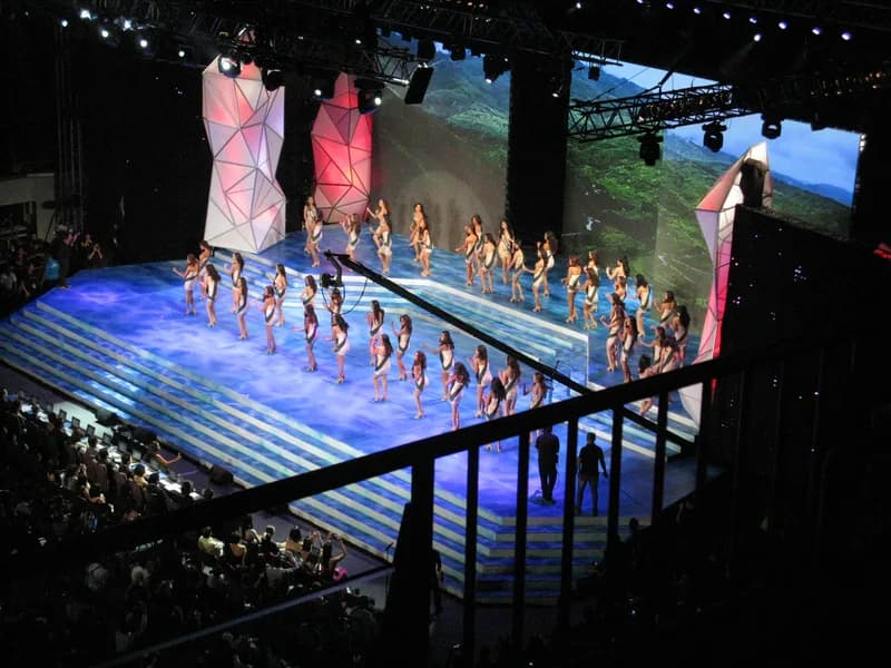 Contestants on stage at a Miss Grand pageant