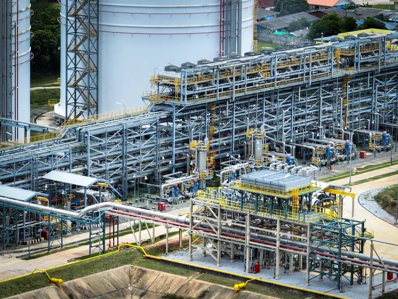 Above-ground pipelines and storage wellheads at a Gulf Coast Strategic Petroleum Reserve site.